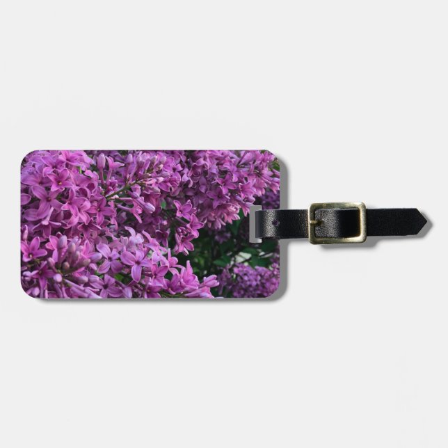 Étiquette À Bagage lilas rose violet | photo florale rose romantique (Devant horizontal)