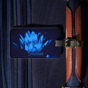 Étiquette À Bagage Lily Lotus Fleur d'eau bleu brillant Personnalisé