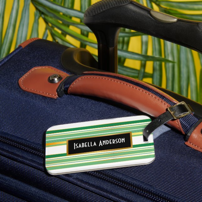 Étiquette À Bagage Linge Luxe Populaire Green Gold Texture Collection (Insitu Rectoal 3)