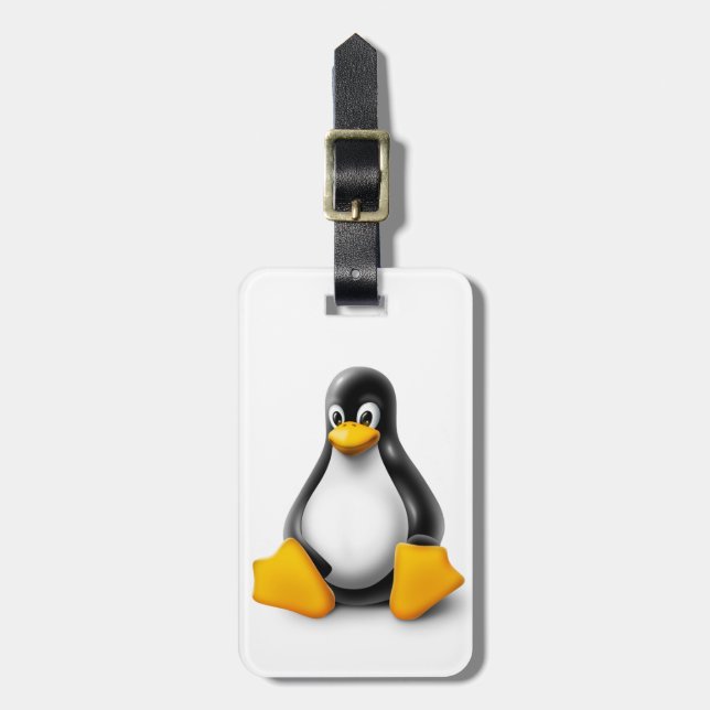 Étiquette À Bagage Linux Tux le pingouin (Devant Vertical)