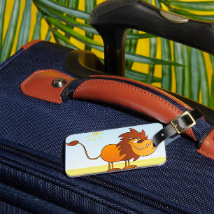 Étiquette À Bagage Lion de dessin animé drôle au soleil Safari Animal