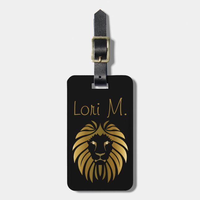 Étiquette À Bagage Lion d'or personnalisable (Devant Vertical)