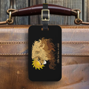 Étiquette À Bagage Lion noir jaune Mandala Sun