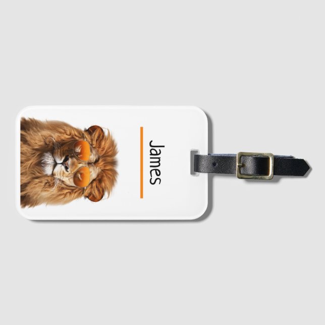 Étiquette À Bagage Lion personnalisé (Devant Horizontal)