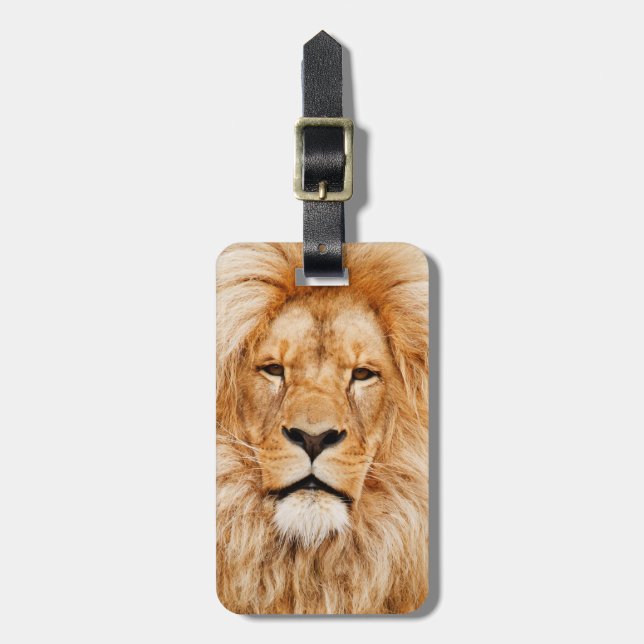 Étiquette À Bagage Lion sauvage - Numéro de bagage personnalisé (Devant Vertical)