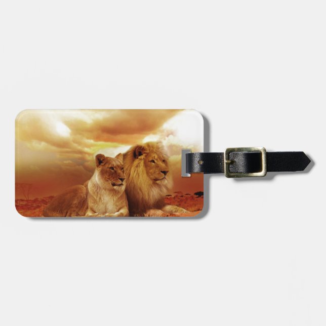 Étiquette À Bagage Lions se relaxer en Afrique (Devant horizontal)