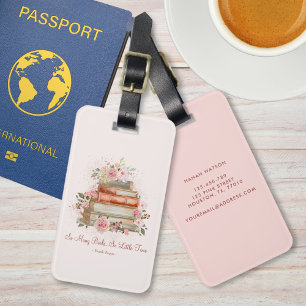 Étiquette À Bagage Livres de citations personnalisées et roses roses 