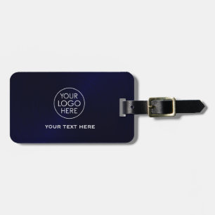 Étiquette À Bagage Logo bleu marine brossé métallique personnalisé