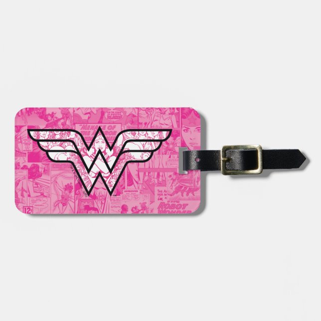 Étiquette À Bagage Logo de la bande dessinée Wonder Woman Pink (Devant horizontal)