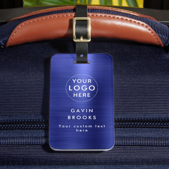 Étiquette À Bagage Logo de l'entreprise moderne Marine Bleu Brossé Mé (Insitu Rectoal 2)