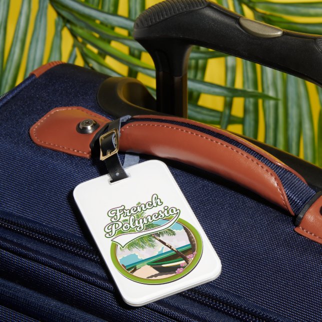 Étiquette À Bagage logo de voyage en Polynésie française. (Insitu Rectoal 1)
