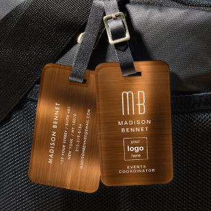 Étiquette À Bagage Logo d'entreprise cuivre professionnel voyage