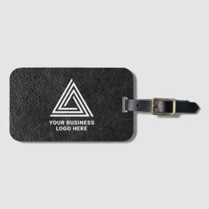 Étiquette À Bagage Logo d'entreprise moderne en cuir noir Faux