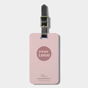 Étiquette À Bagage Logo d'entreprise personnalisé minimaliste rose pâ