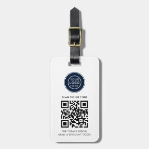 Étiquette À Bagage Logo d'entreprise simple et code QR minimaliste