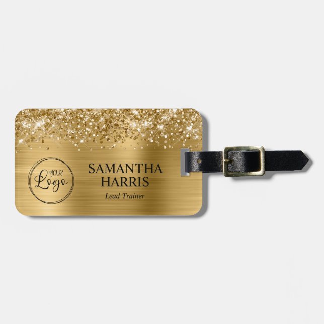 Étiquette À Bagage Logo Glittery Gold Foil (Devant horizontal)