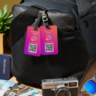Étiquette À Bagage Logo Instagram Professionnel Suivez-Moi Qr Code
