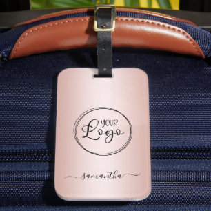 Étiquette À Bagage Logo minimaliste moderne Rose Gold Gradient