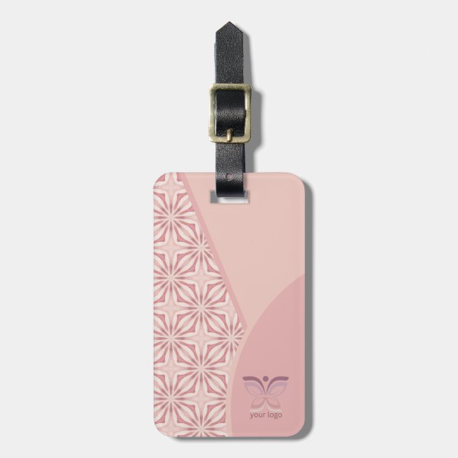 Étiquette À Bagage Logo ou QR Code Pretty Rose Motif géométrique (Devant Vertical)