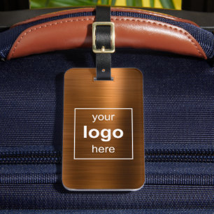 Étiquette À Bagage Logo Personnalisé Cuivre Monogrammé Métal Brossé