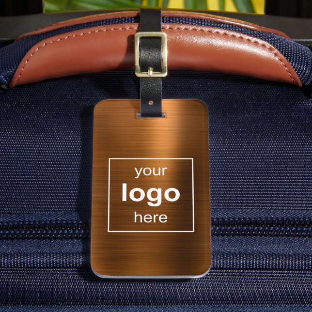 Étiquette À Bagage Logo Personnalisé Cuivre Monogrammé Métal Brossé (Insitu Rectoal 2)