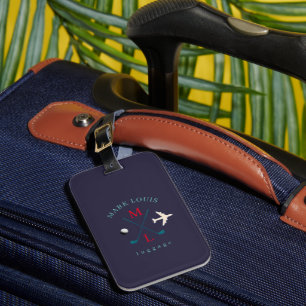 Étiquette À Bagage Logo Stylo Golfer Travel Monogram Indigo-Blue