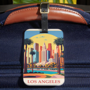 Étiquette À Bagage Los Angeles, illustration Art Déco,