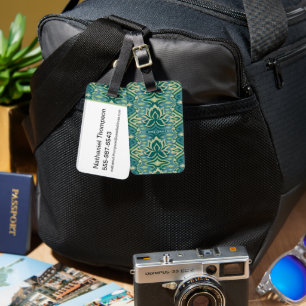 Étiquette À Bagage Lotus Ikat Motif - Le Lotus Blanc