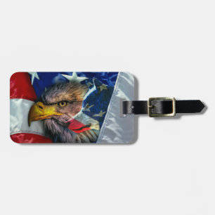 Étiquette À Bagage Loup d'aigle patriotique américain