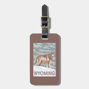 Étiquette À Bagage Loup gris StandingWyoming