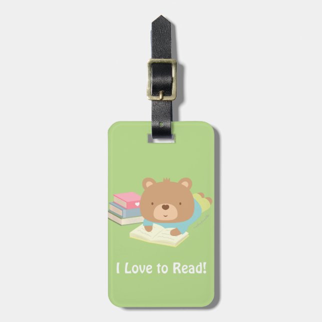 Étiquette À Bagage L'Ours Teddy Aime Lire Le Voyage (Devant Vertical)