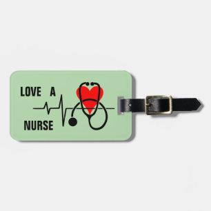 Étiquette À Bagage Love a Nurse Heart Stethoscope Design