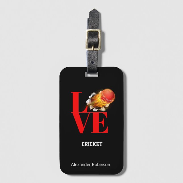 Étiquette À Bagage Love Cricket Sports personnalisés    (Devant Vertical)