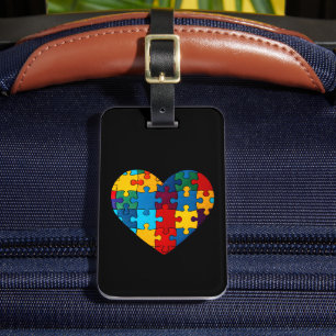 Étiquette À Bagage Love Heart Puzzle Sensibilisation sur l'autisme d'