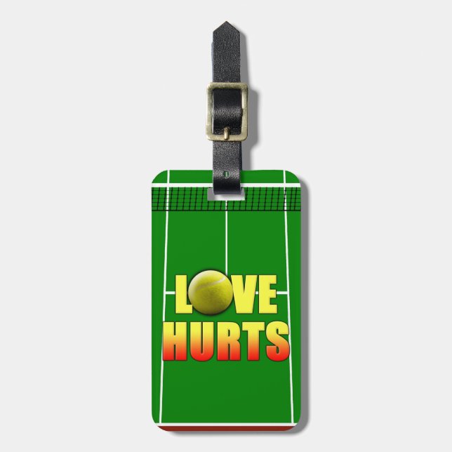 Étiquette À Bagage Love Hurts, Funny Tennis (Devant Vertical)