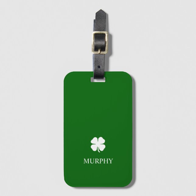 Étiquette À Bagage Lucky Four Leaf Clover Green Irish St Patrick's (Devant Vertical)