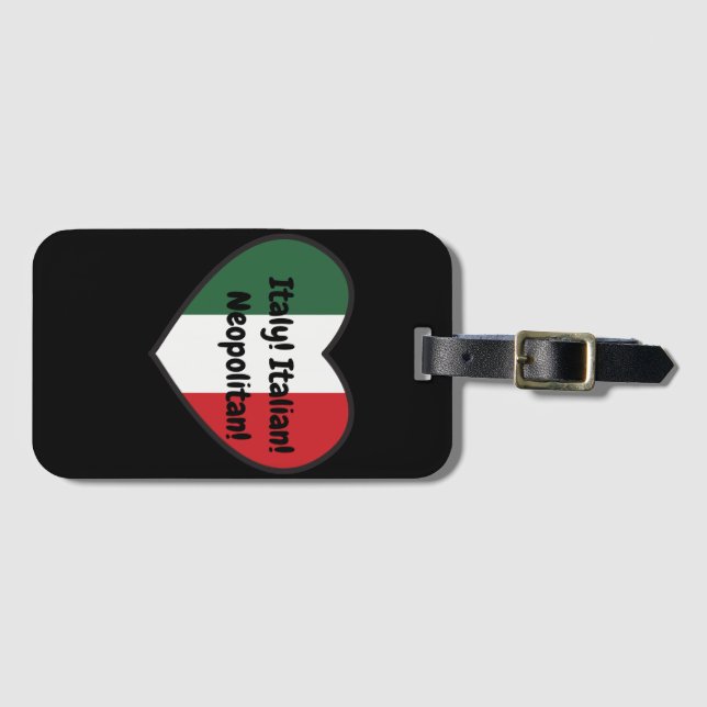 Étiquette À Bagage LUGGAG TAG - thème italien. Texte personnalisable (Devant Horizontal)