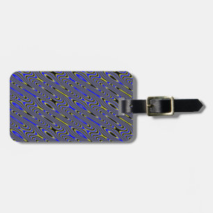 Étiquette À Bagage Luggag Tourbillonnant bleu noir et jaune Motif per