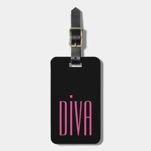 ÉTIQUETTE À BAGAGE LUGGAGE/BAG CHIC TAG_GIRLY "DIVA" PINK/BLACK