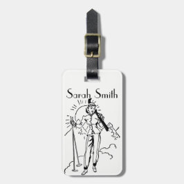 Étiquette À Bagage Luggage Tag vintage/rétro de ski de Madame