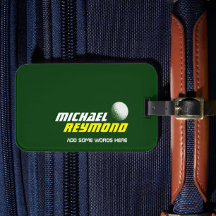 Étiquette À Bagage luggagetag vert avec nom de golfeur