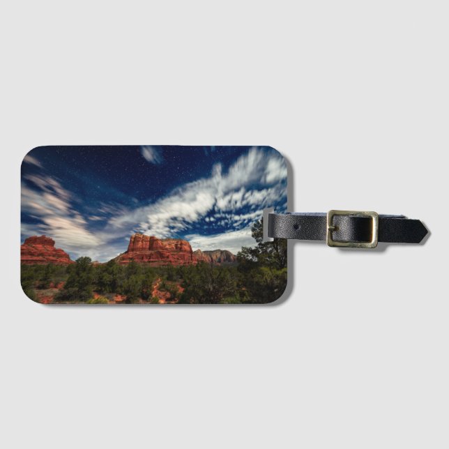 Étiquette À Bagage Lumière de lune au-dessus de Sedona, Arizona (Devant Horizontal)