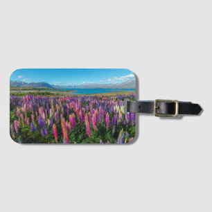 Étiquette À Bagage Lupines de Russle au lac Tekapo Nouvelle Zélande