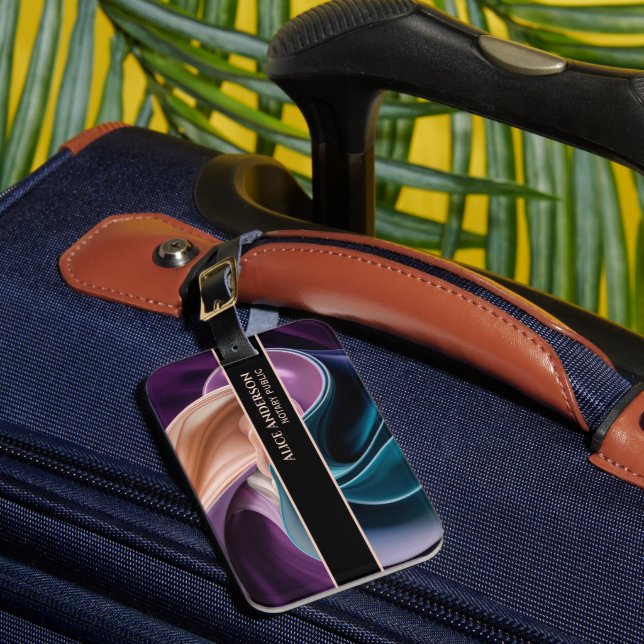 Étiquette À Bagage Luxe turquoise prune violet beige élégant glam chi (Insitu Rectoal 1)