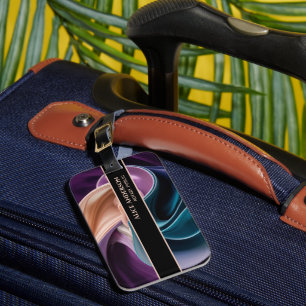 Étiquette À Bagage Luxueux sarcelle prune violet beige élégant glamou