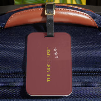 Étiquette À Bagage Luxury Deep Burgundy & Gold Parisian Chic Luggage 