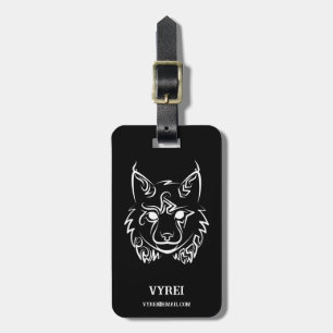 Étiquette À Bagage Lynx tribale noire et blanche