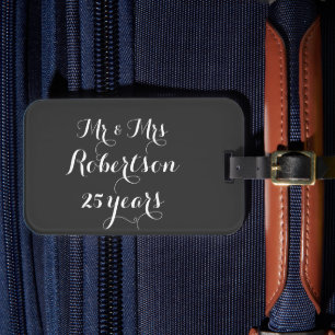 Étiquette À Bagage M. et Mme 25e mariage marque de bagages