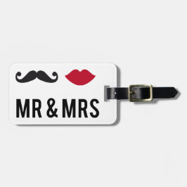 Étiquette À Bagage m. et mme avec moustache et lèvres rouges