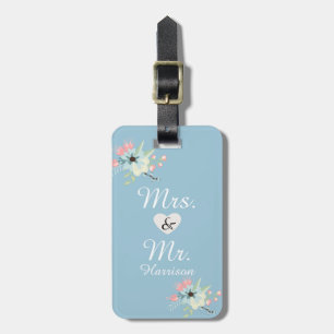 Étiquette À Bagage M. et Mme Chic Floral